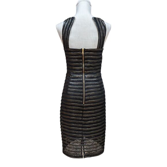 Parker Black & Gold BodyCon Form Fitting Midi Dress Size S - Picture 2 of 7